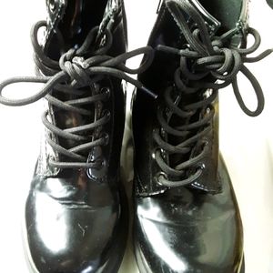 Size 7.5 black patent leather combat boots